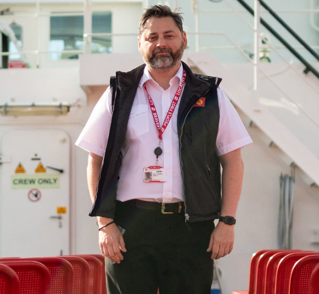 Crew member on deck