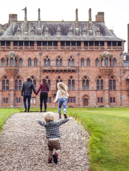 Family walking to Mount Stuart House on Bute