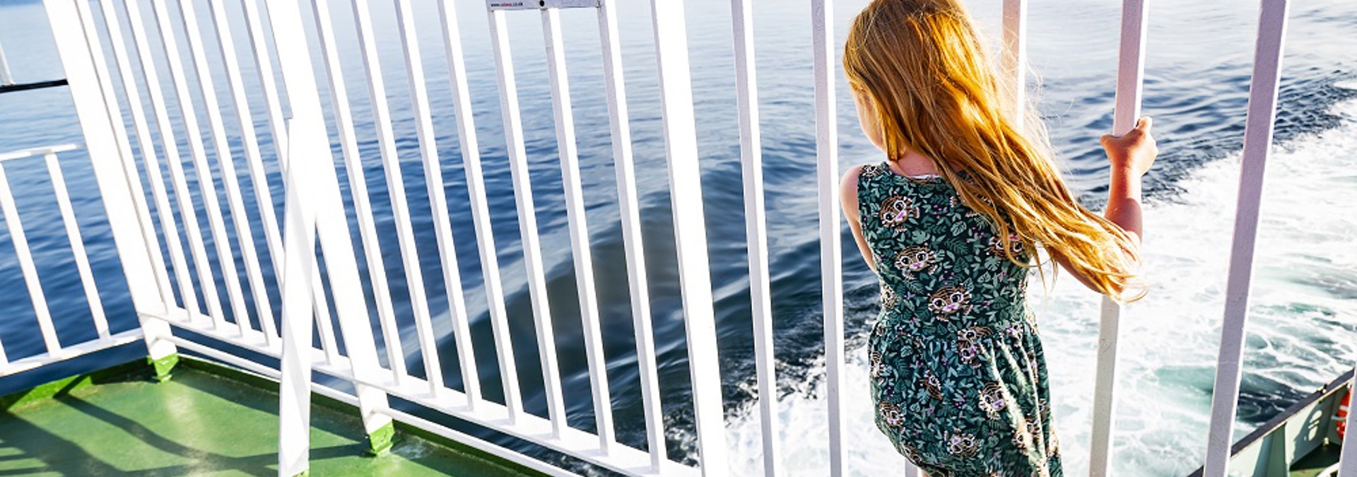 Girl standing at railings looking out to sea