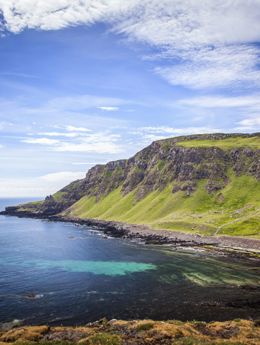 The high rocky coastline on the isle of Muck
