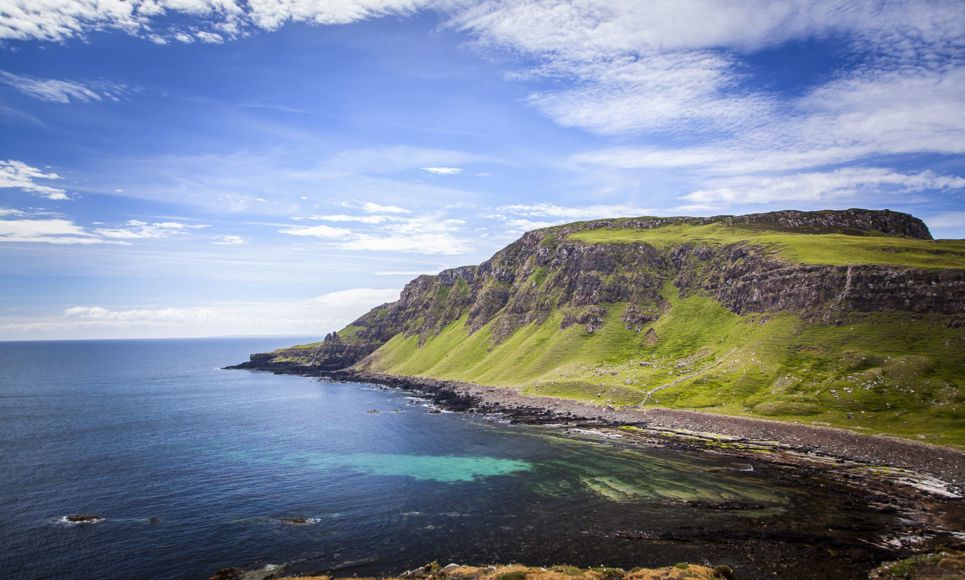 The high rocky coastline on the isle of Muck