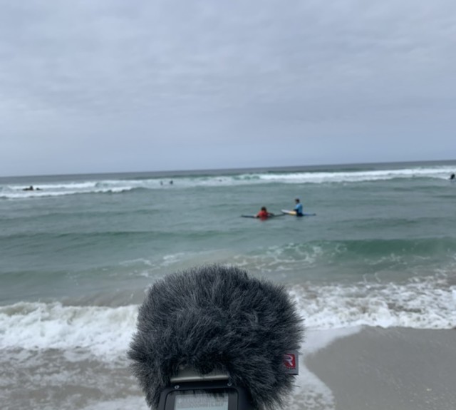 Camera filming surfers
