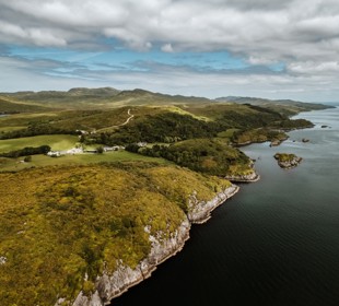 drone going over Jura