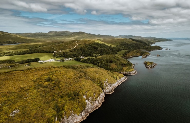 drone going over Jura