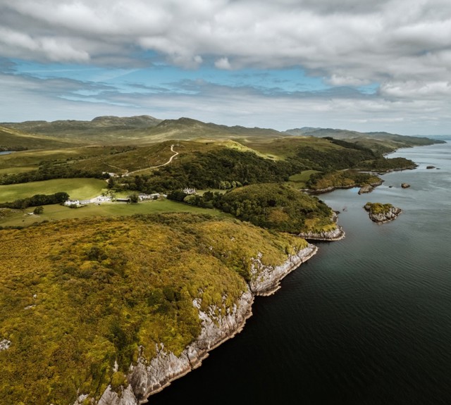 drone going over Jura