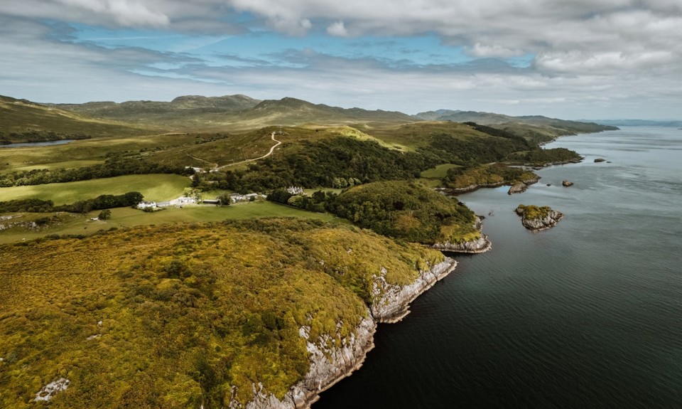 drone going over Jura