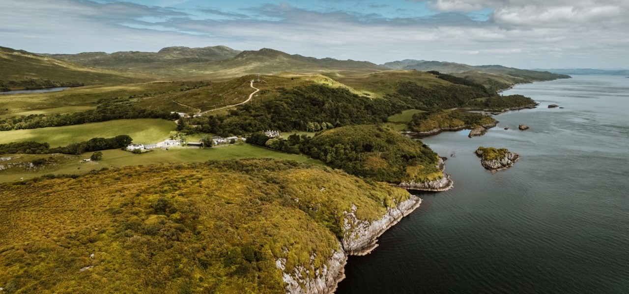 drone going over Jura