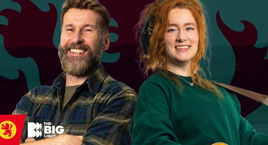 Decorative image - Showing the two presenters of the CalMac Podcast