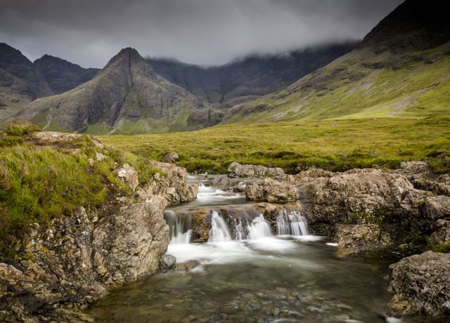  The Fairy Pools, with mountains in the background Isle Of Skye.