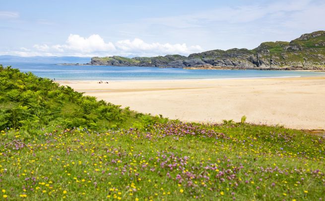 A beautiful golden sandy beach on a summers day - Kiloran Bay