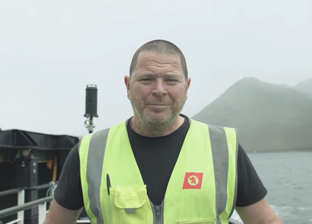 Crew member on board