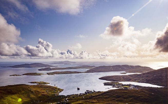 A high view of Barra coast from a hill top