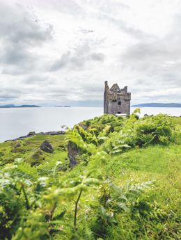 Gylen Castle on the Isle of Kerrera with the coastline in the distance