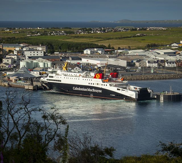 MV Loch Seaforth ferry berthed at the Port of Stornoway, Lewis.