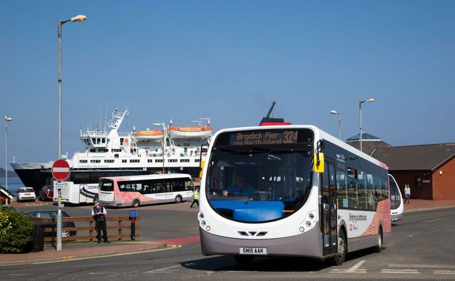 bus waiting at the pier