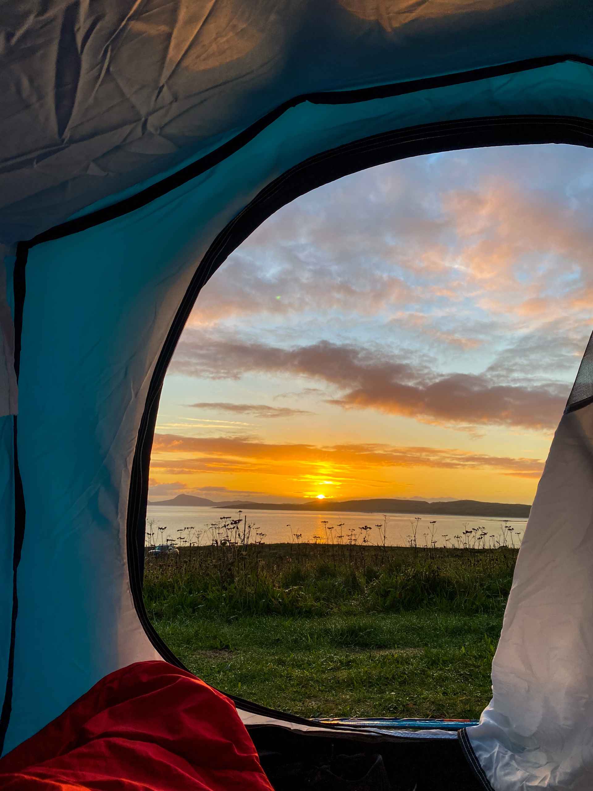 A sunset view from inside a tent, Barra
