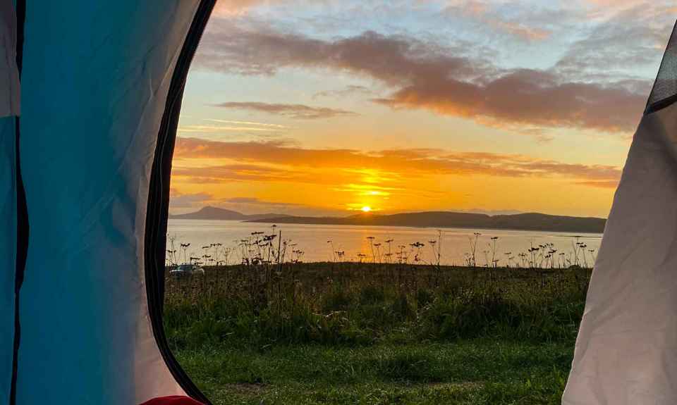 A sunset view from inside a tent, Barra