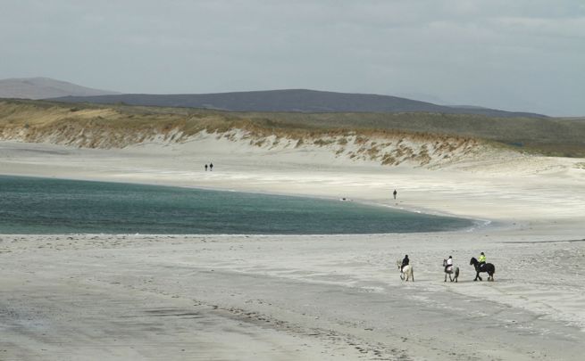 Horses and riders from Uist Community Horse Riding School on An Cethan Beach