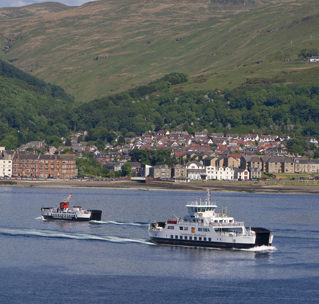 Two Caledonian MacBrayne ferries on the Largs to Cumbrae route