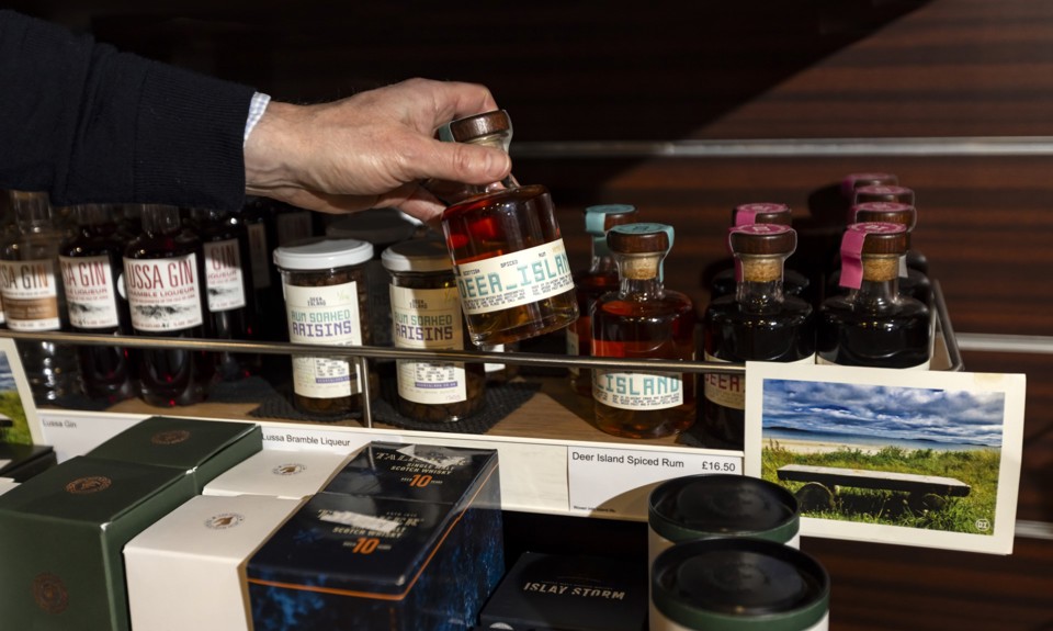 items from the shop including whisky and gins