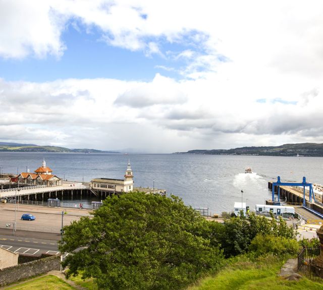 A view of Dunoon pier and across to Gourock