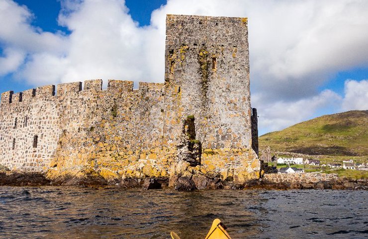 A view of Kisimul Castle from a kayak