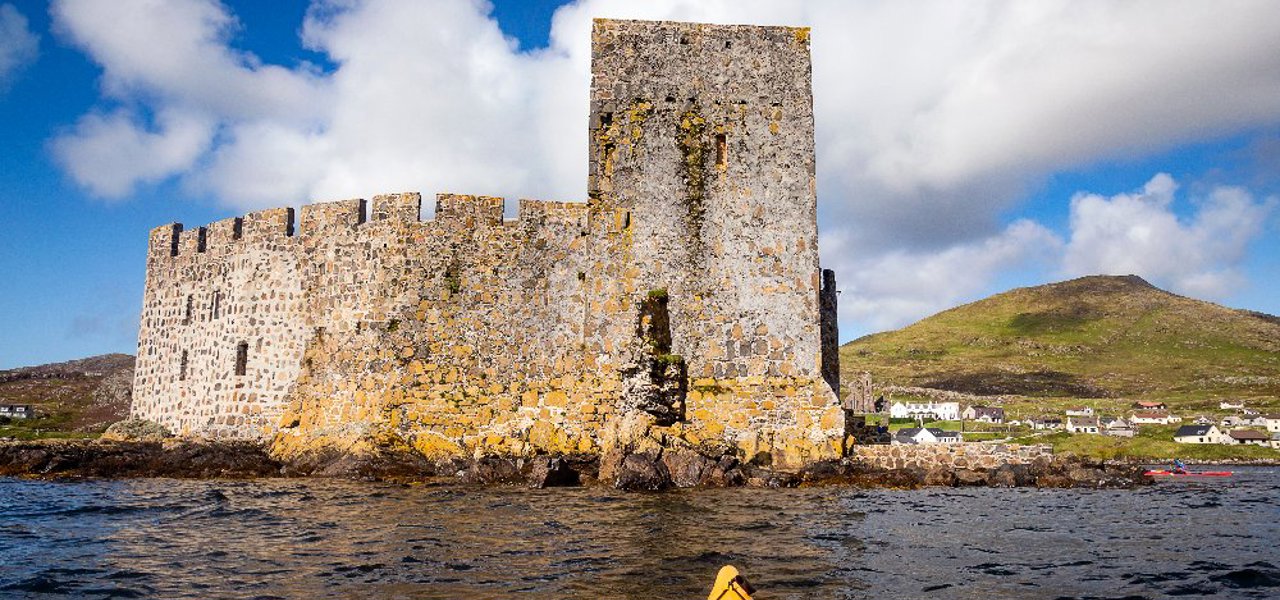 A view of Kisimul Castle from a kayak